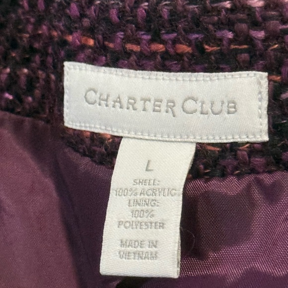 Charter Club Women's Purple Tweed Jacket blazer with pockets in size large - Picture 9 of 13